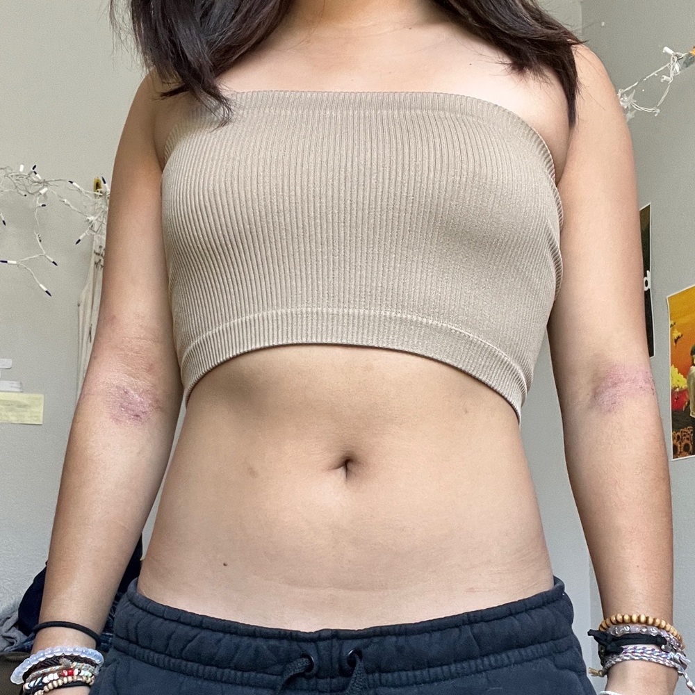 tan tube top crop top one size